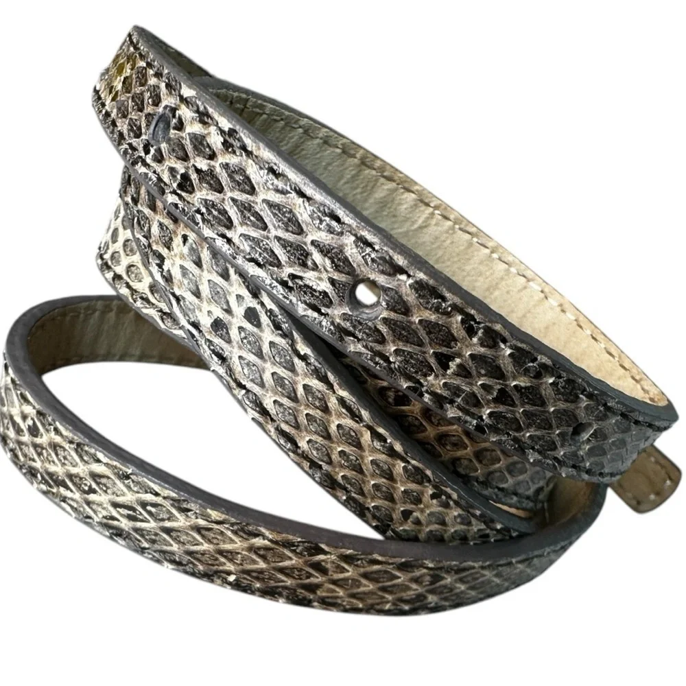 J Crew Y2K Genuine Leather Snakeskin Print Skinny Belt Small - Picture 3 of 6